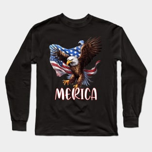 Eagle American Flag USA Flag 4th of july Merica memorial day Long Sleeve T-Shirt